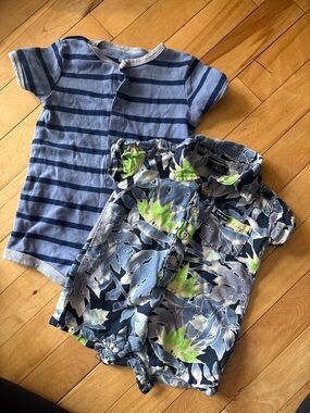 Volcom & Carters Navy and Lime Baby Romper Set (2 pieces)